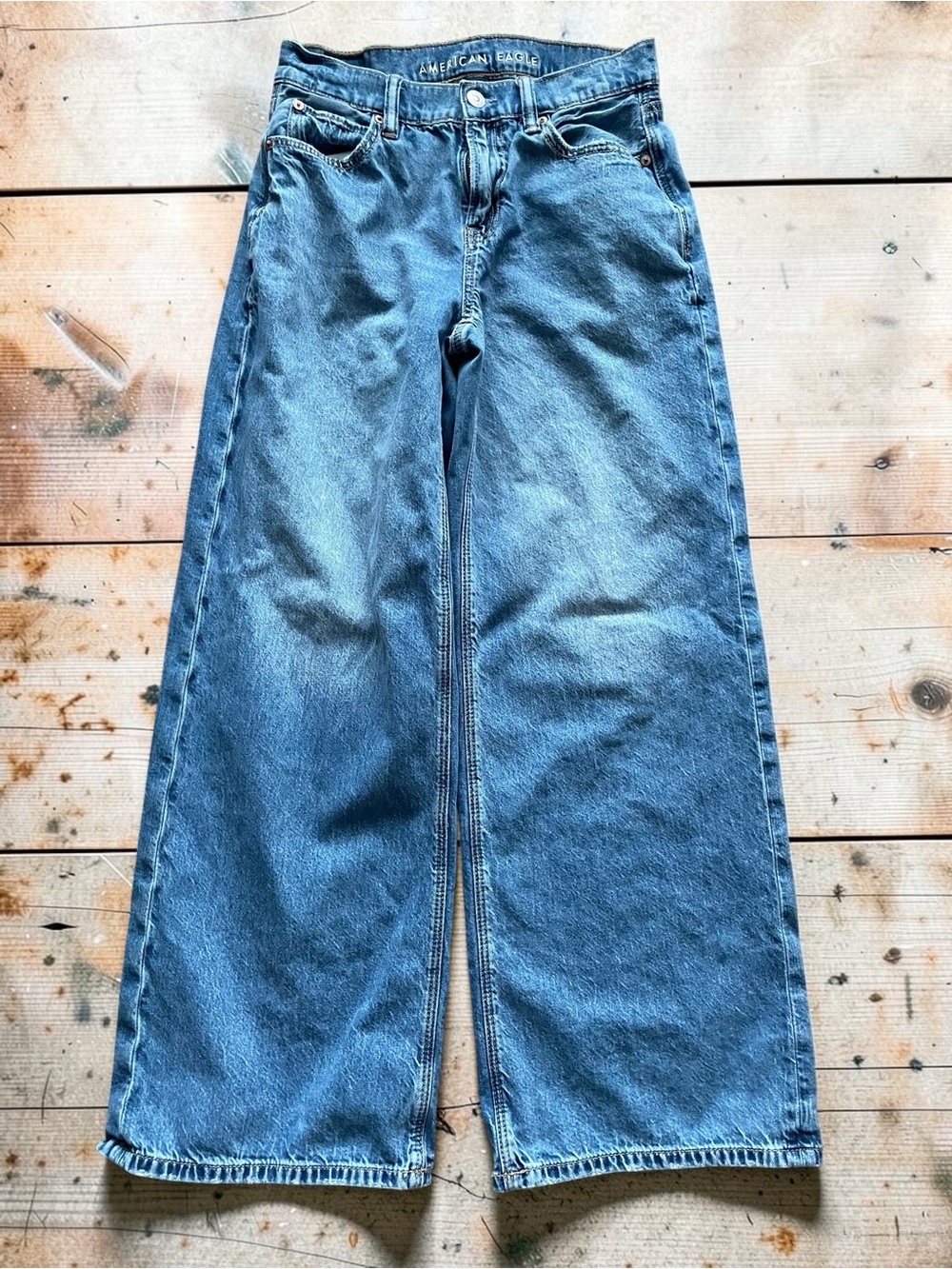 American Eagle Outfitters Low Ruse Ultra Wide Leg Blue Jeans Size 000
